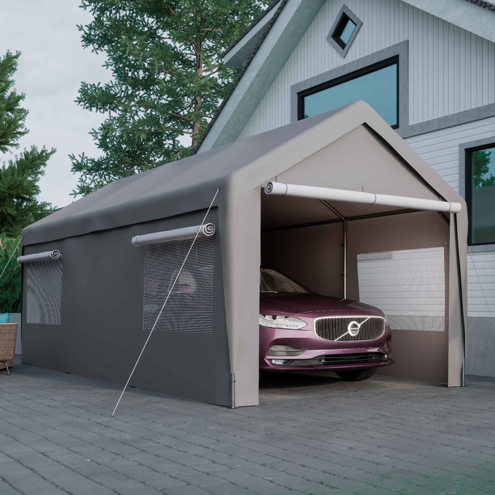 LZBEITEM 10 x 20 ft. Heavy Duty Steel Outdoor Carport