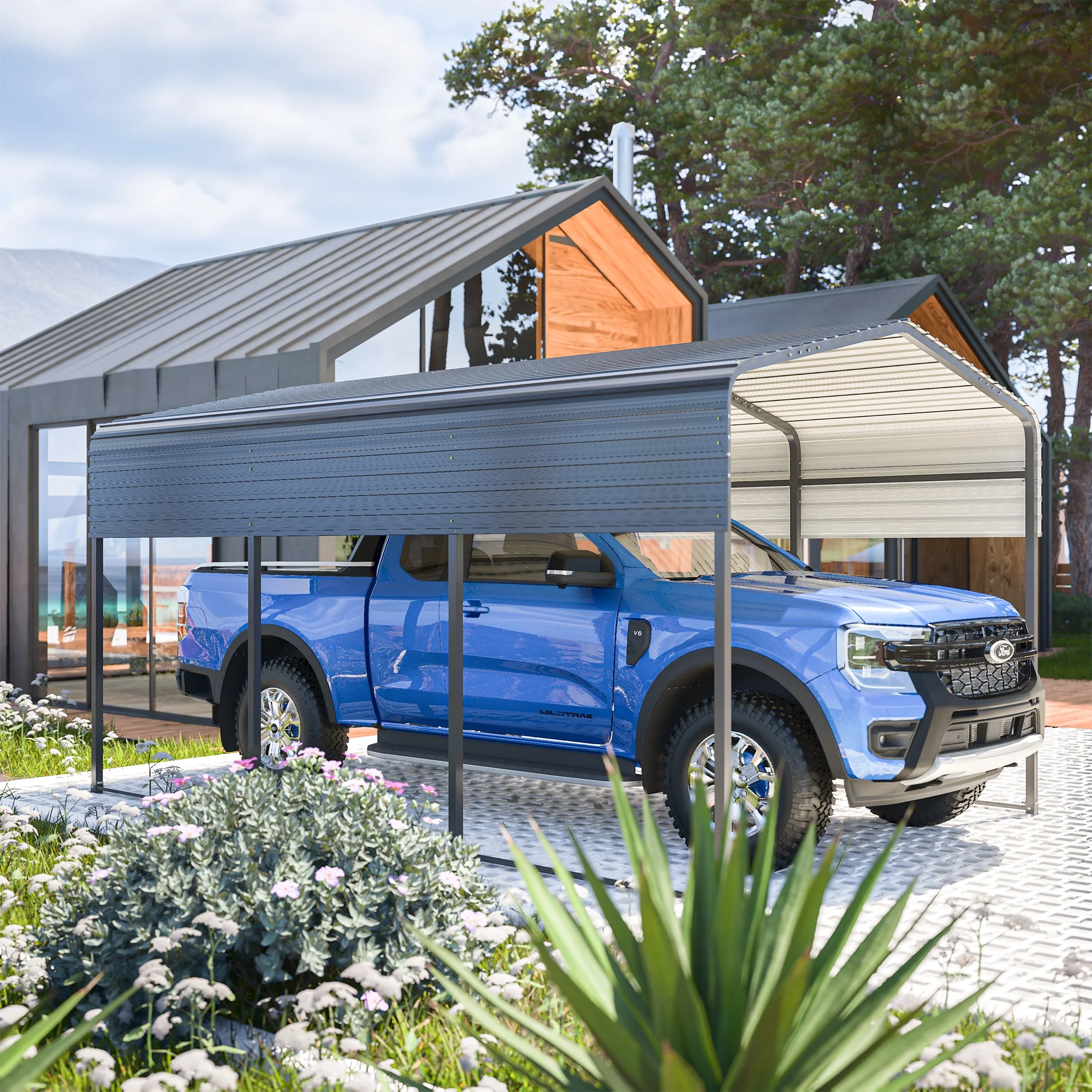 LZBEITEM 10x15 FT Metal Carport Kits