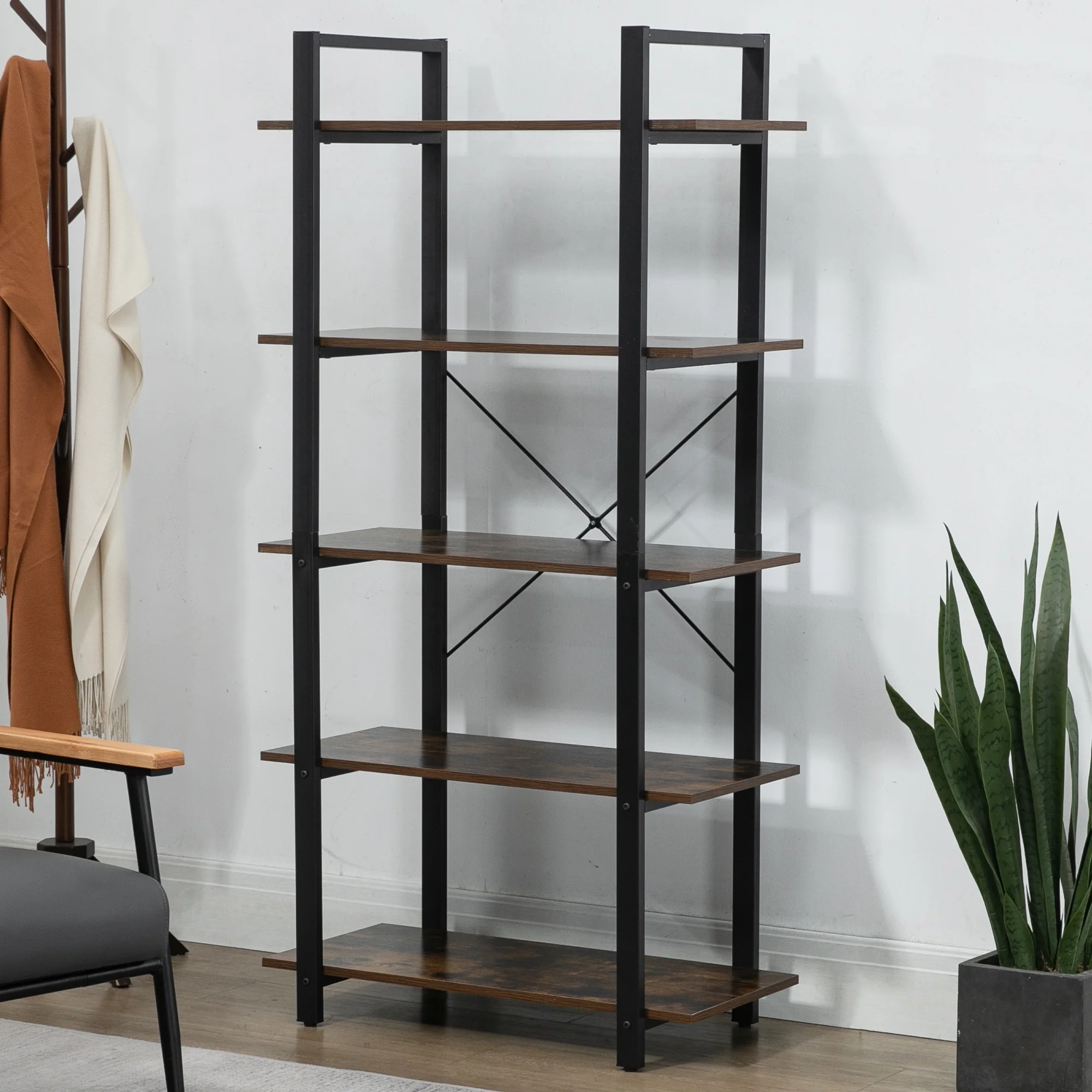 Bookcase, 5 Tier Book Shelf, Storage Shelf