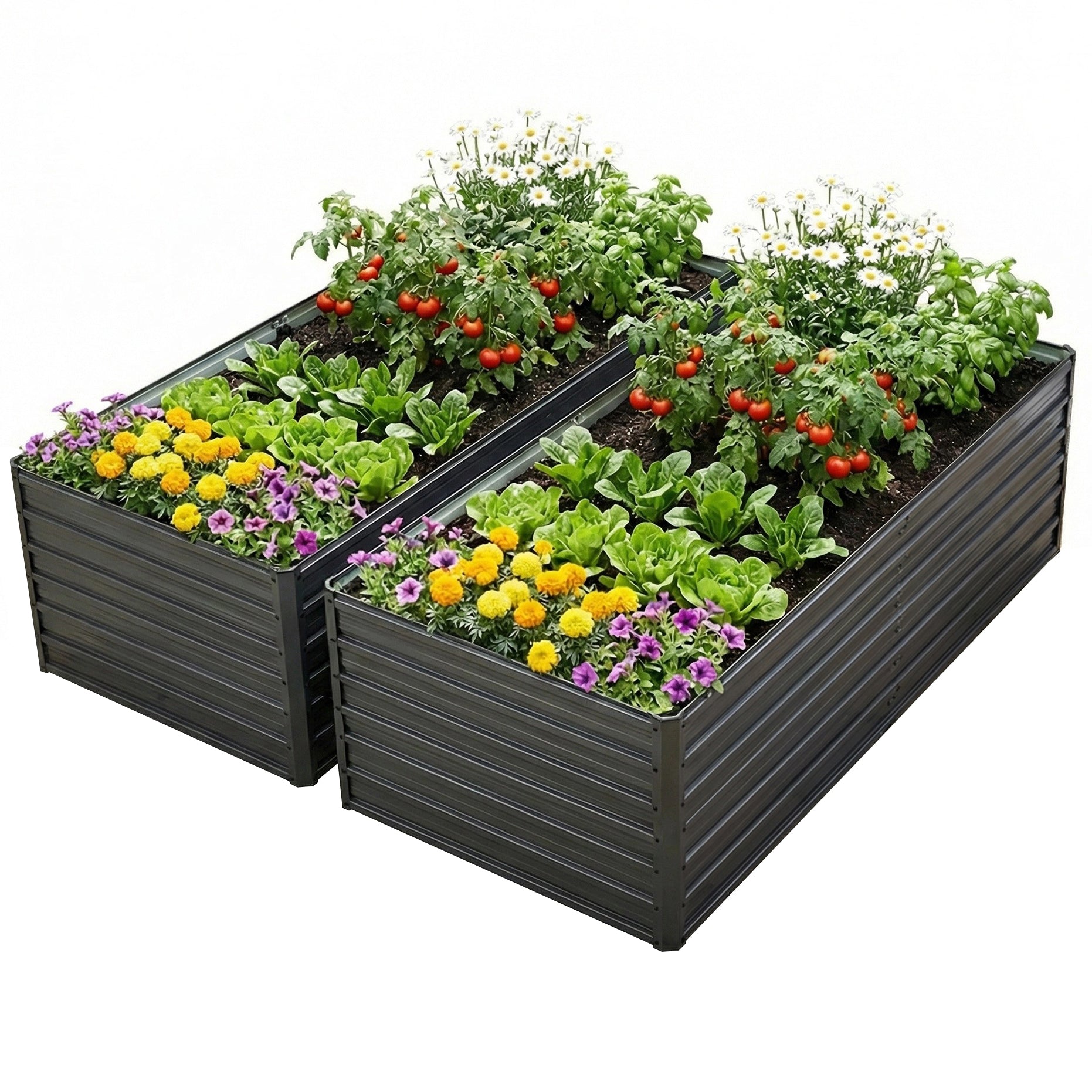 LZBEITEM Galvanized Raised Garden Bed, 2Pcs 6x3x2ft