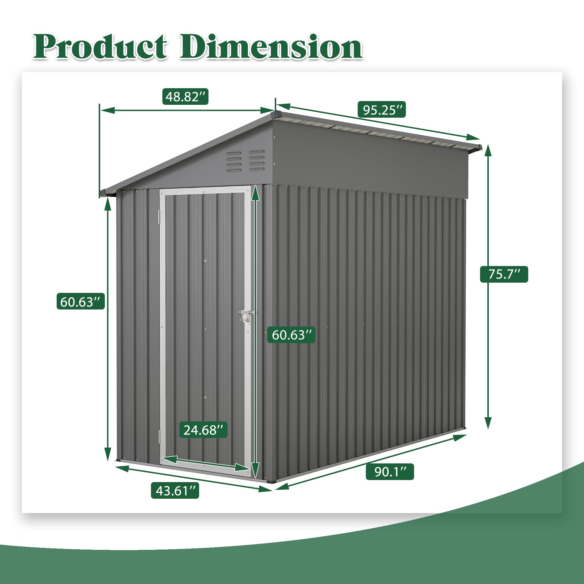 Shed Lean to Storage Shed, Outdoor 4' x 8' Metal Wall Side Storage Sheds & Outdoor Storage, Garden Storage Cabinet for Backayrd, Patio and Outdoor Use,Grey