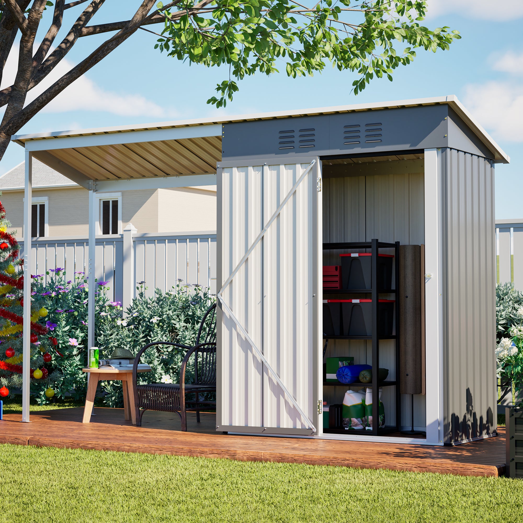 LZBEITEM Outdoor Open-Sided Storage Shed, 5x3 Sheds & Outdoor Storage with Covered