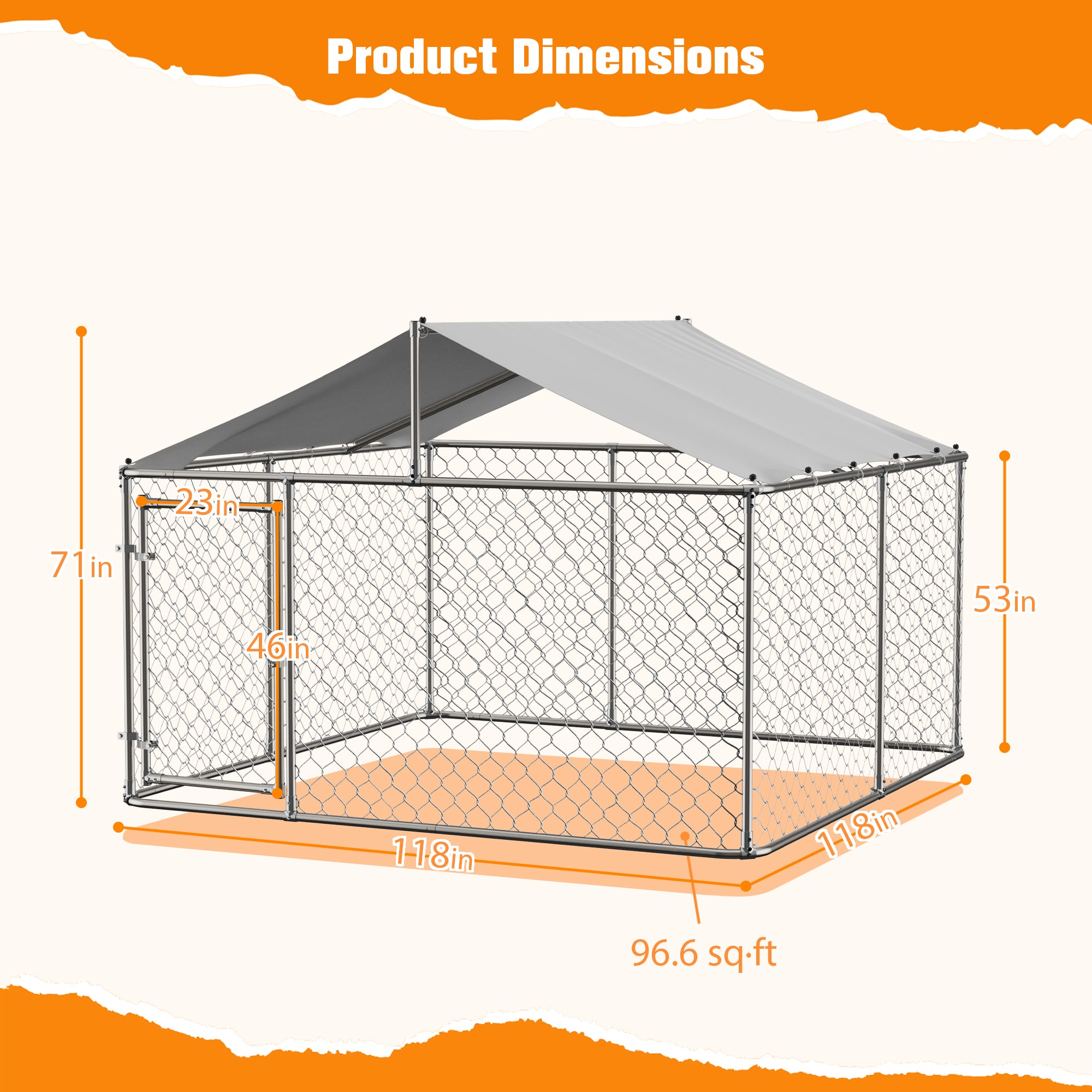 LZBEITEM 10'x10' Outdoor Dog Kennel with Metal Dog Gate