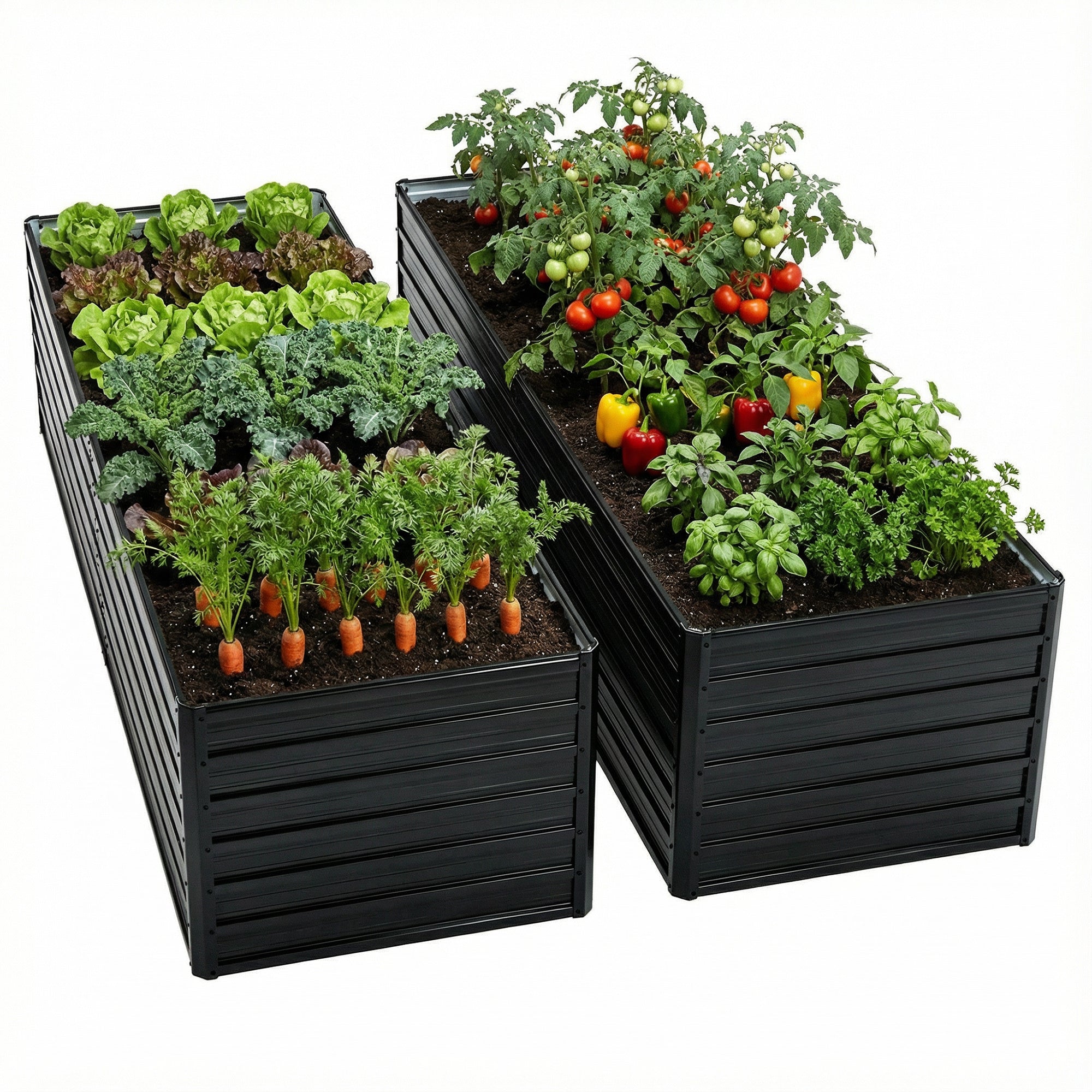 LZBEITEM Galvanized Raised Garden Bed, 2Pcs 8x4x2ft