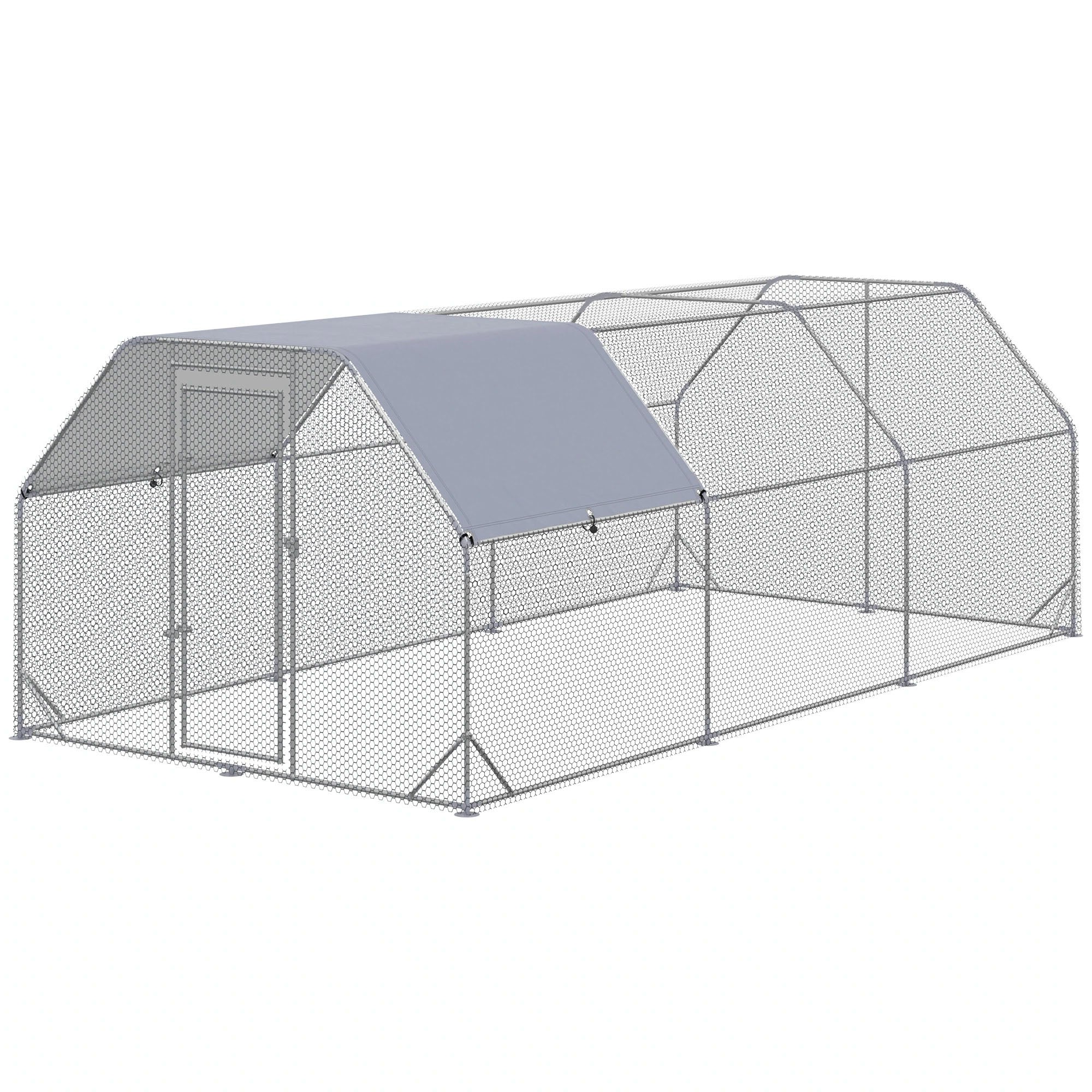 Thanaddo 10 x 20 Ft Metal Chicken Coop & Run with Flat Roof