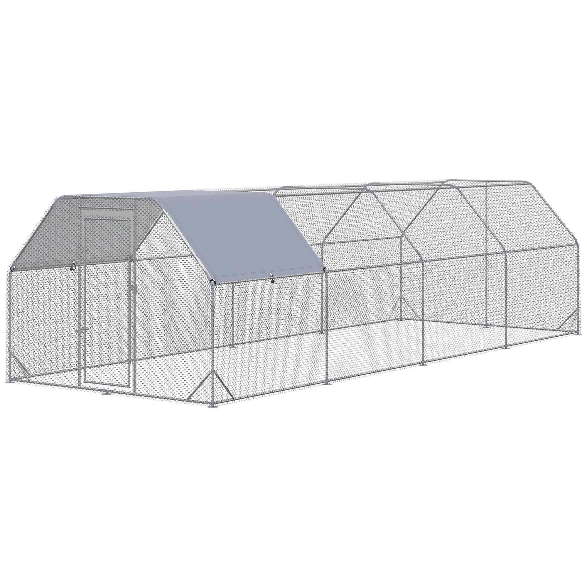 THANADDO 10.ft x 26.ft Metal Chicken Coop & Run with Flat Roof FR38