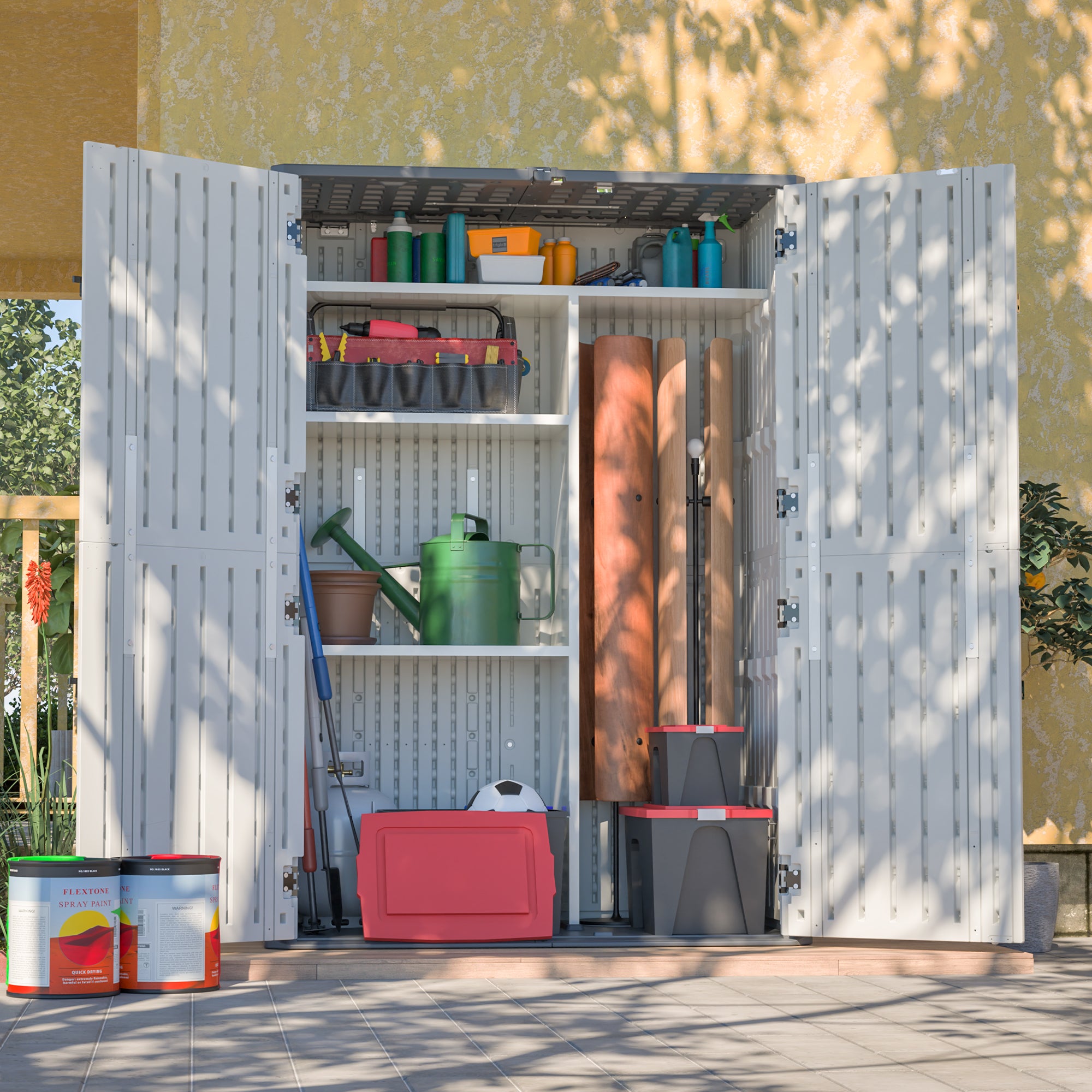 LZBEITEM 61 Cu.ft Upgraded Outdoor Horizontal Storage Shed with 4 Adjustable Shelves