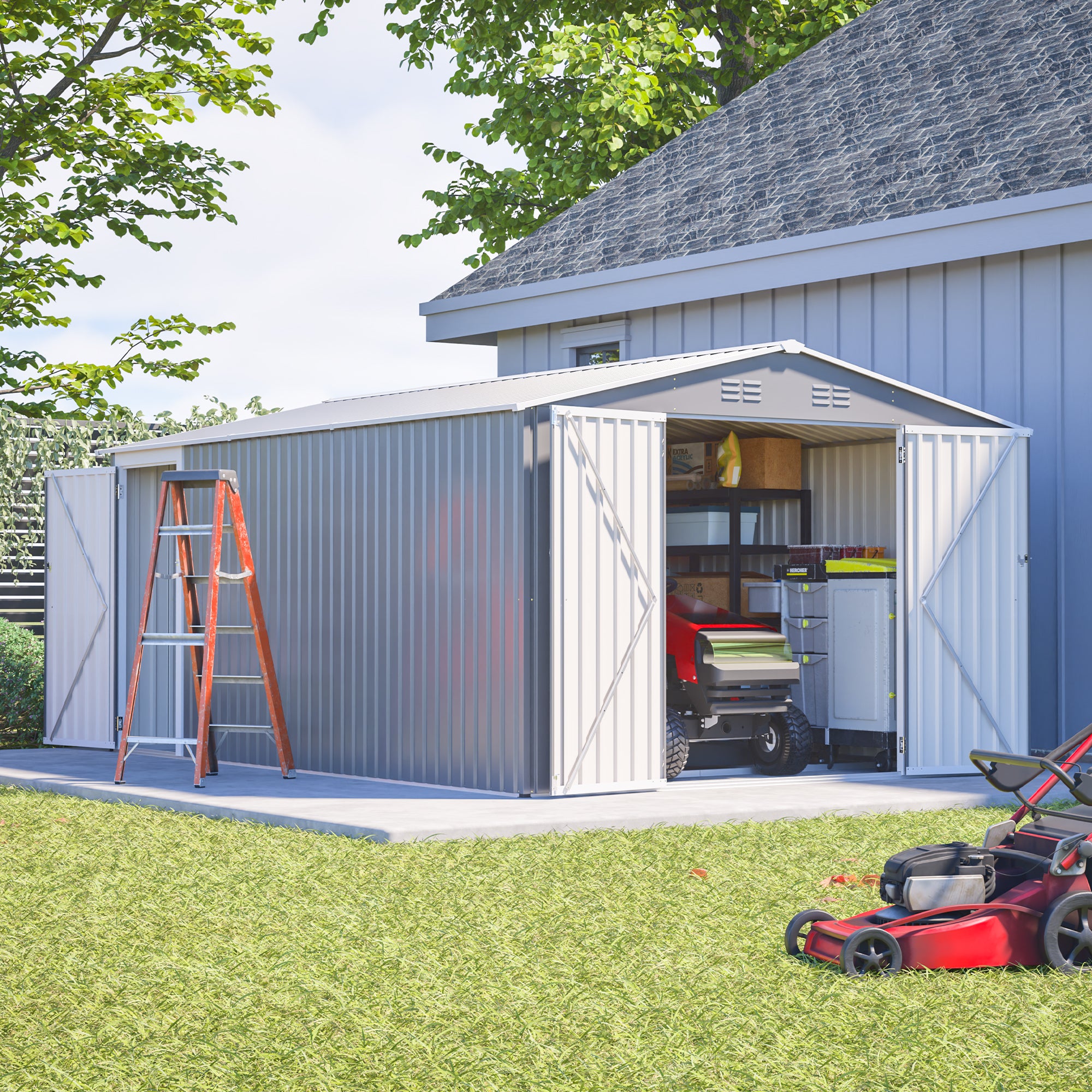 LZBEITEM 10'x14' Outdoor Metal Storage Shed