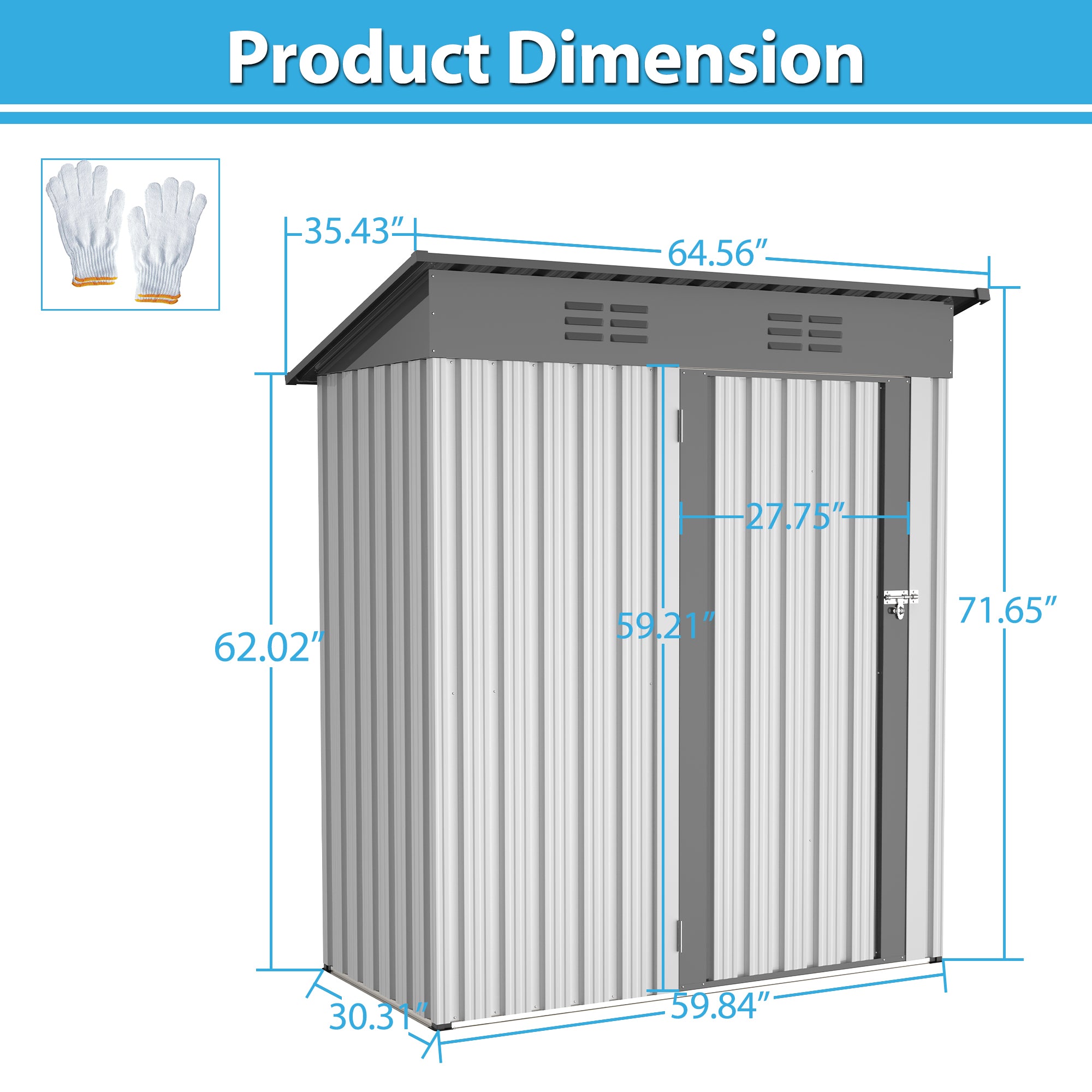 LZBEITEM 5 x3 ft Garden Shed，Outdoor Metal storage Shed with Door & Lock for Backyard