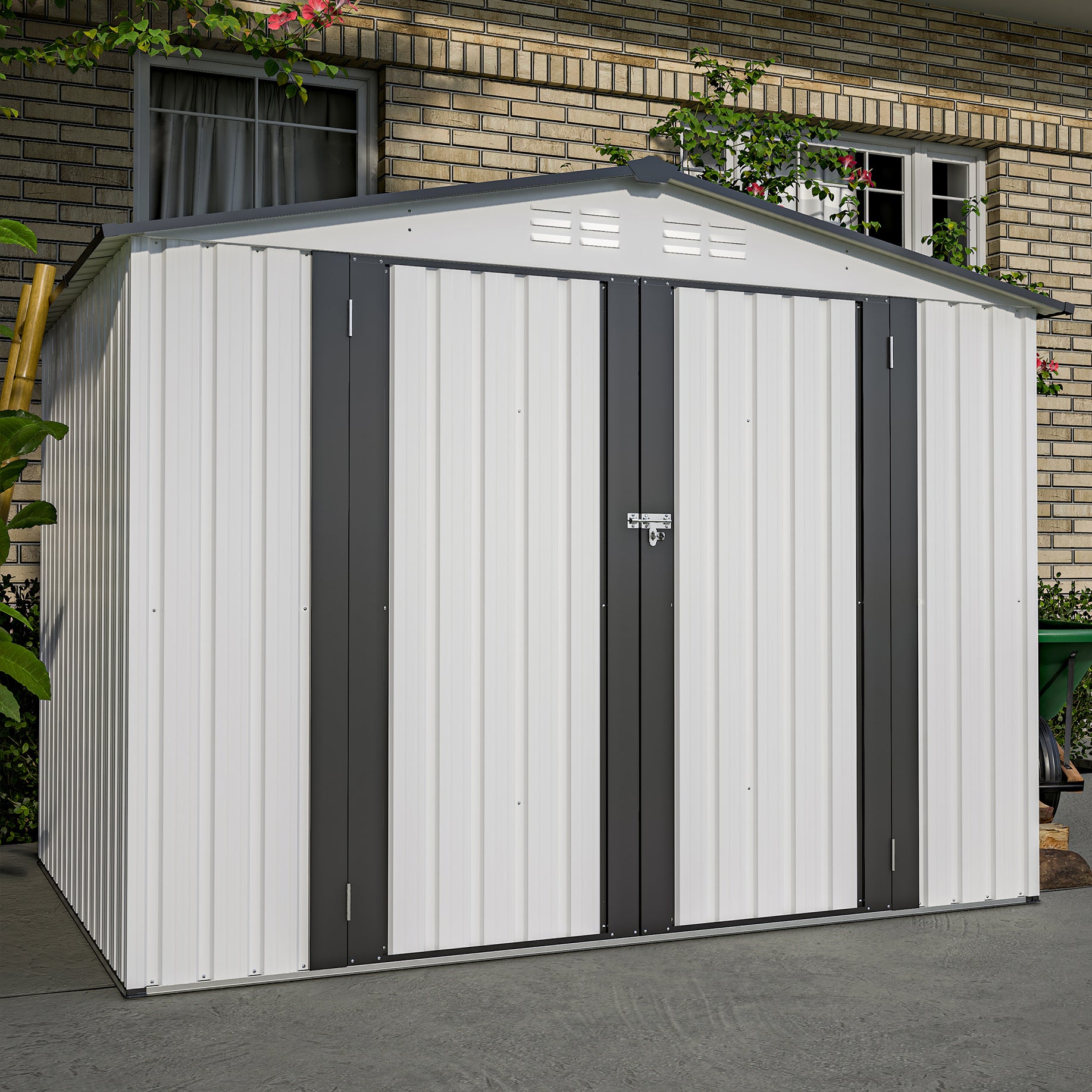LZBEITEM 8'x6' Outdoor Metal Storage Garden Shed