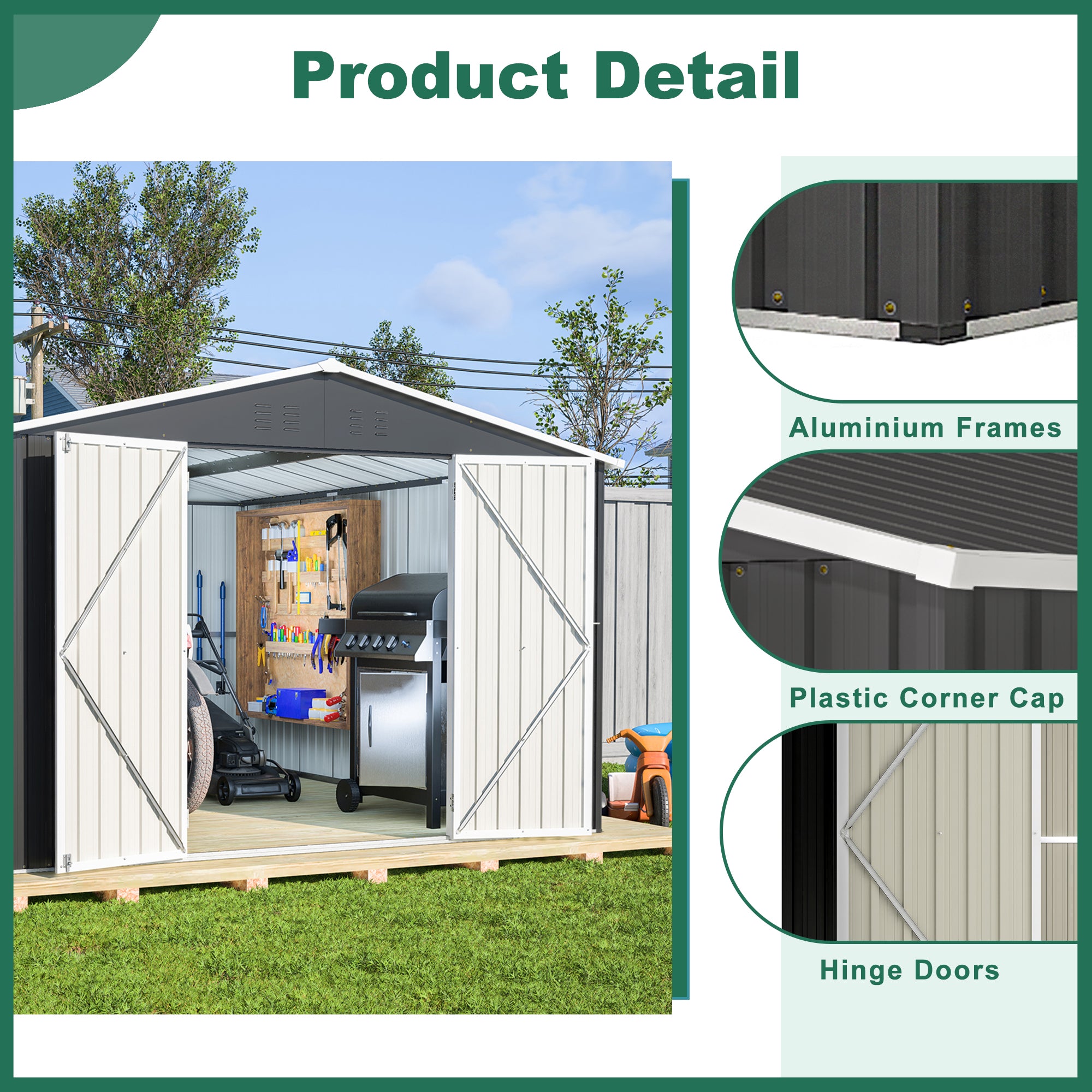 LZBEITEM 10 x 12 ft. Outdoor Storage Shed, Black