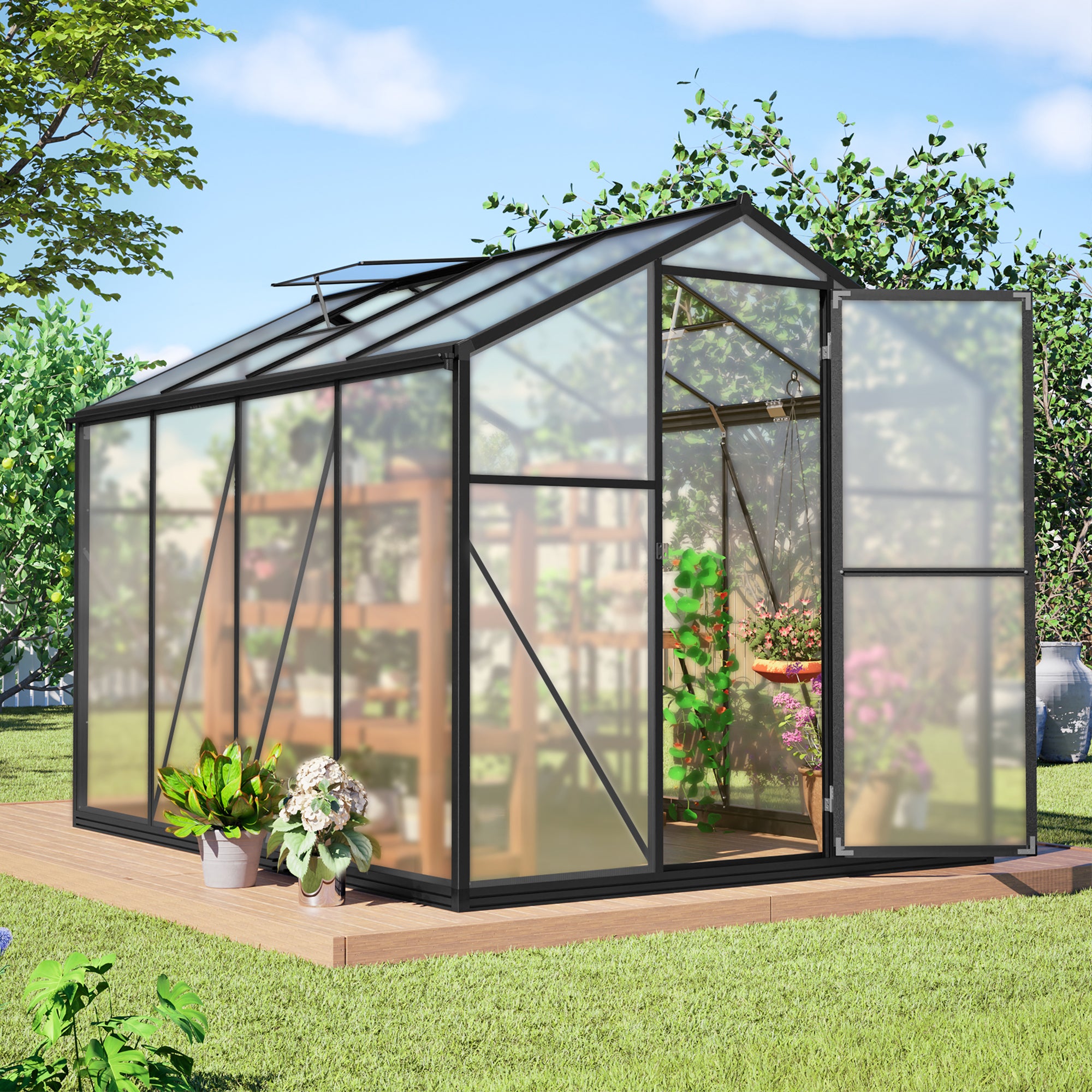 LZBEITEM Outdoor 6'x8' Wall-in Greenhouse