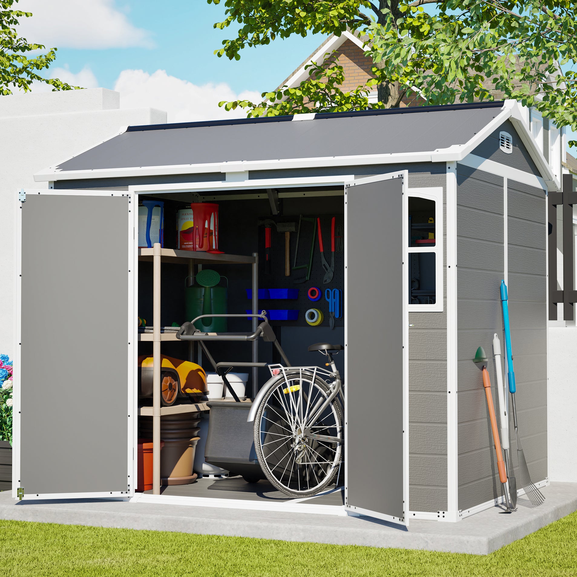 ZBEITEM 8' x 6' Outdoor Resin Shed with Floor
