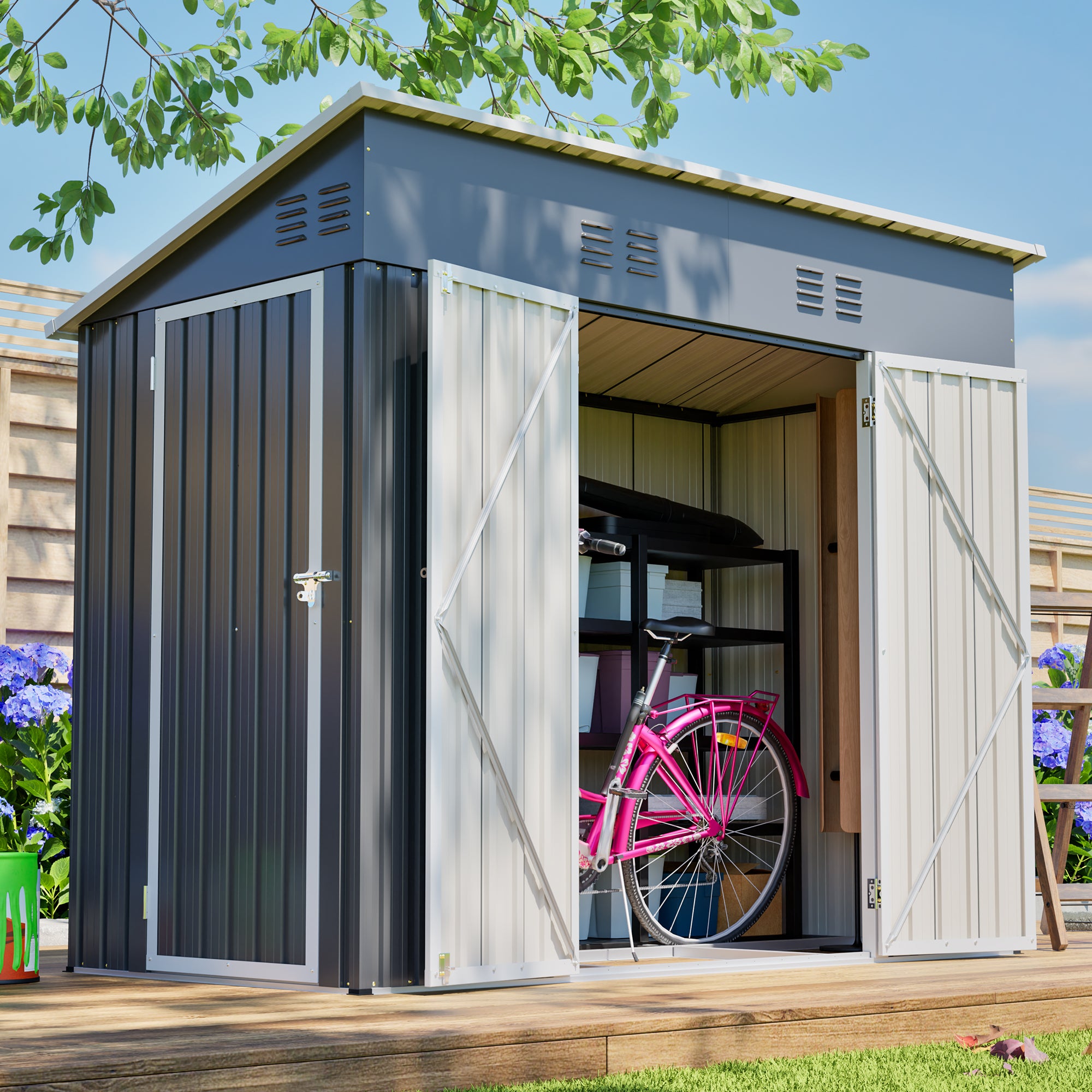 LZBEITEM 8 x 4 ft Outdoor Metal Storage Shed