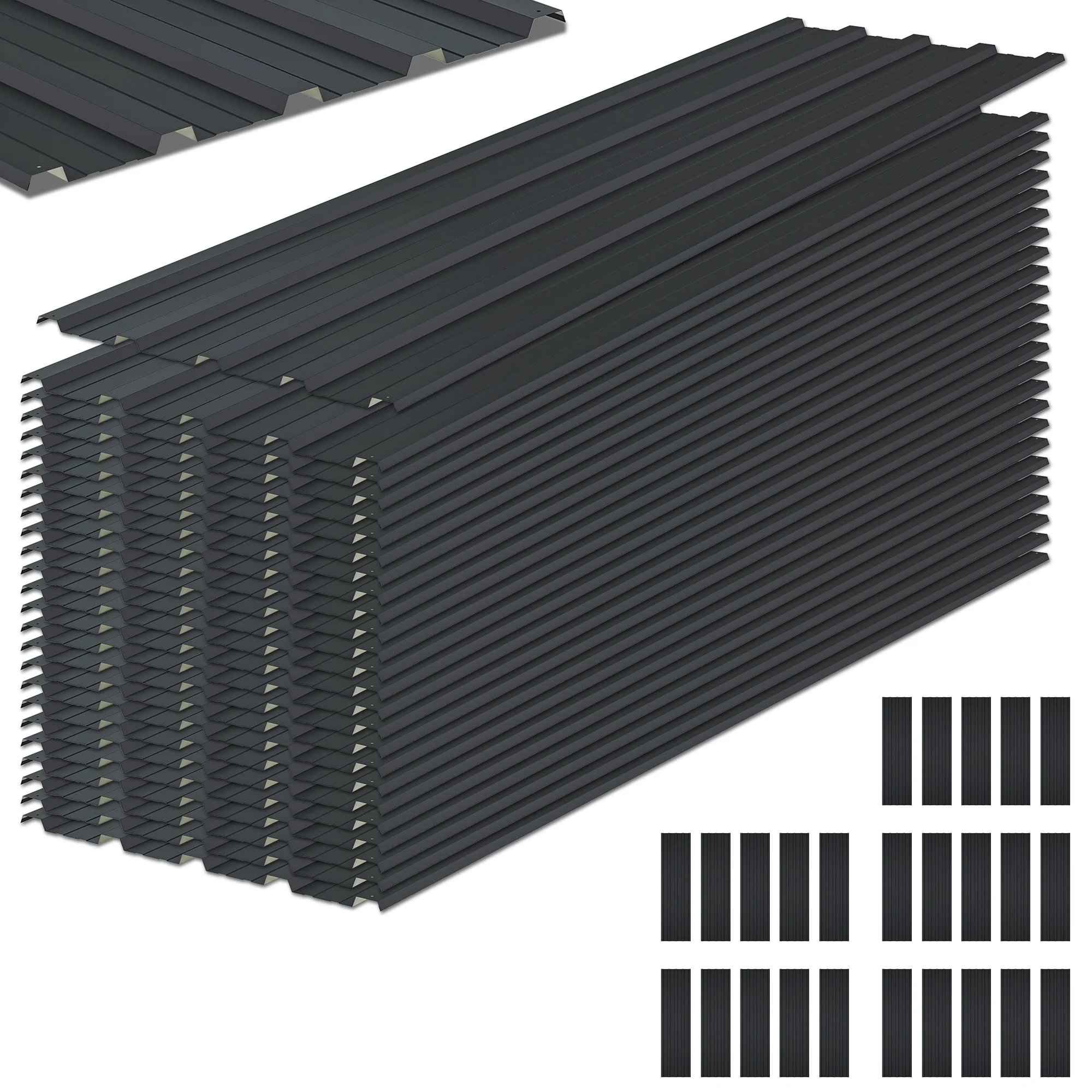 LZBEITEM Roof Panels 25 pcs 176.5 ft² Galvanized Steel, Black