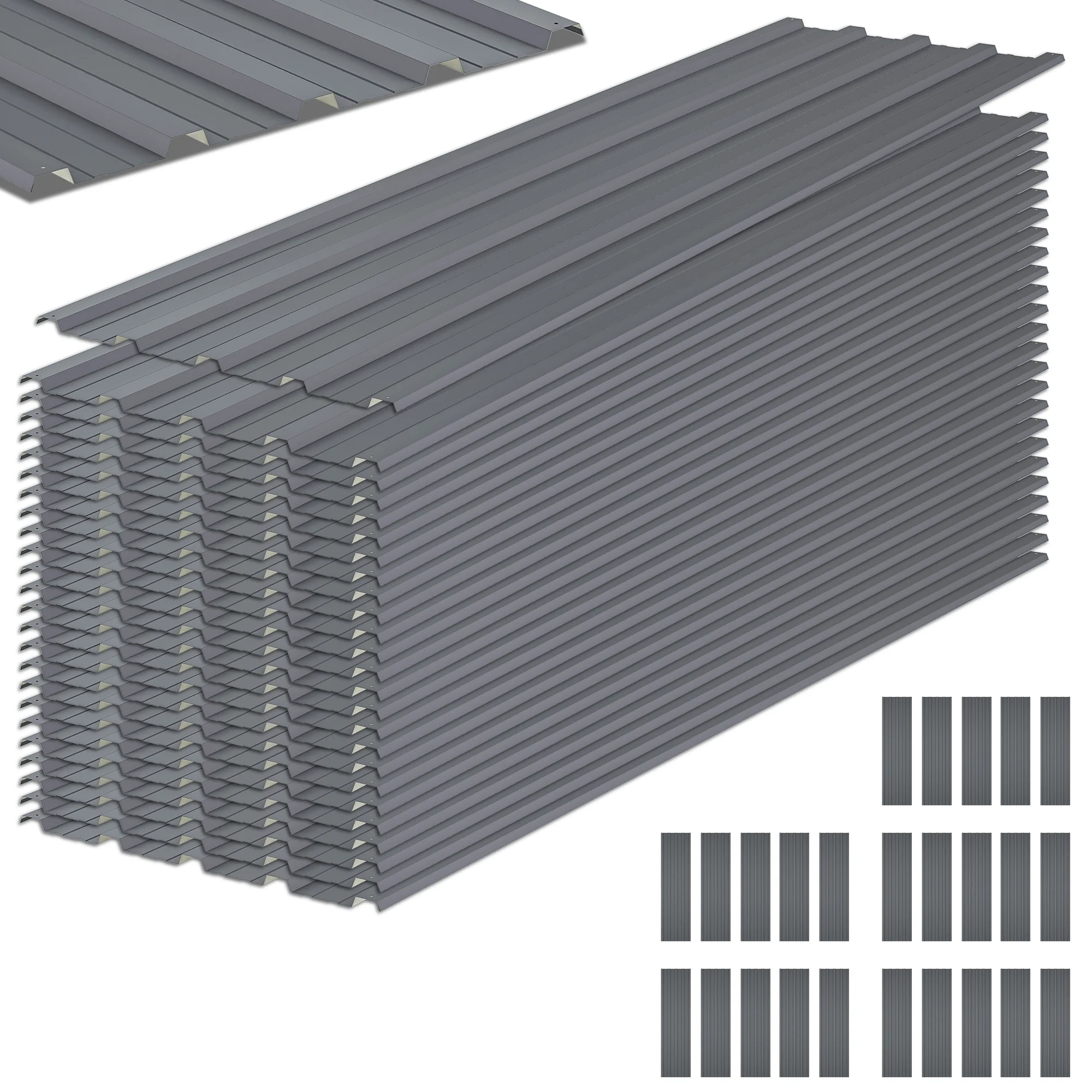 LZBEITEM Roof Panels 25 pcs 176.5 ft² Galvanized Steel, Gray