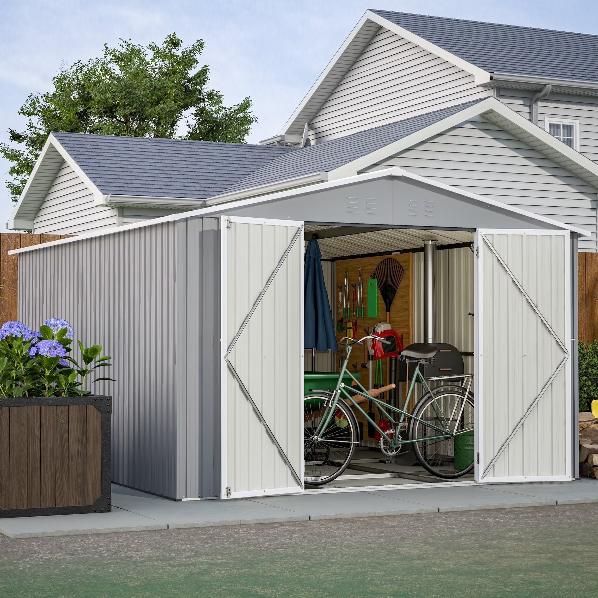 LZBEITEM 10 x 12 ft. Outdoor Storage Shed with Floor Frame Kit