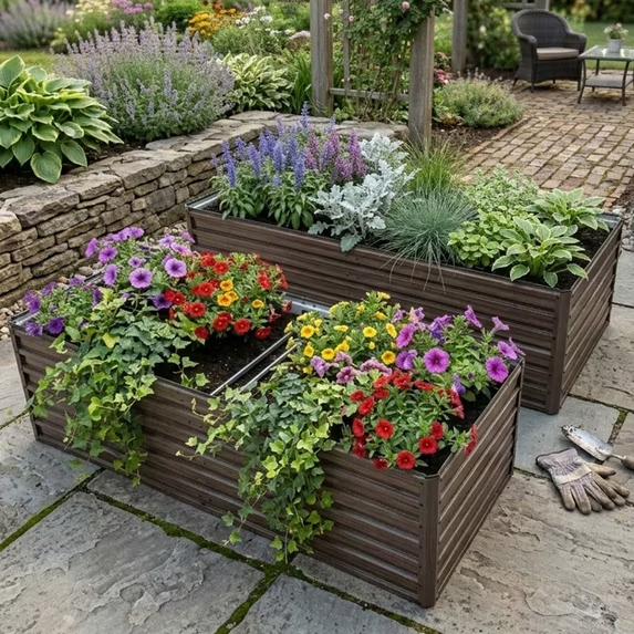 LZBEITEM Raised Garden Bed Outdoor, 2Pcs 6x3x2ft Galvanized Planter Raised Garden Box , Metal Raised Garden Beds for Vegetables, Brown