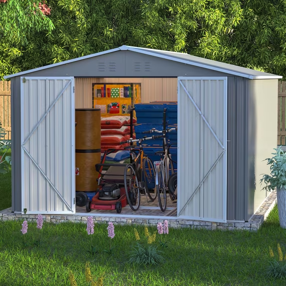 LZBEITEM 10 x 12 ft. Outdoor Storage Shed with Floor Frame Kit