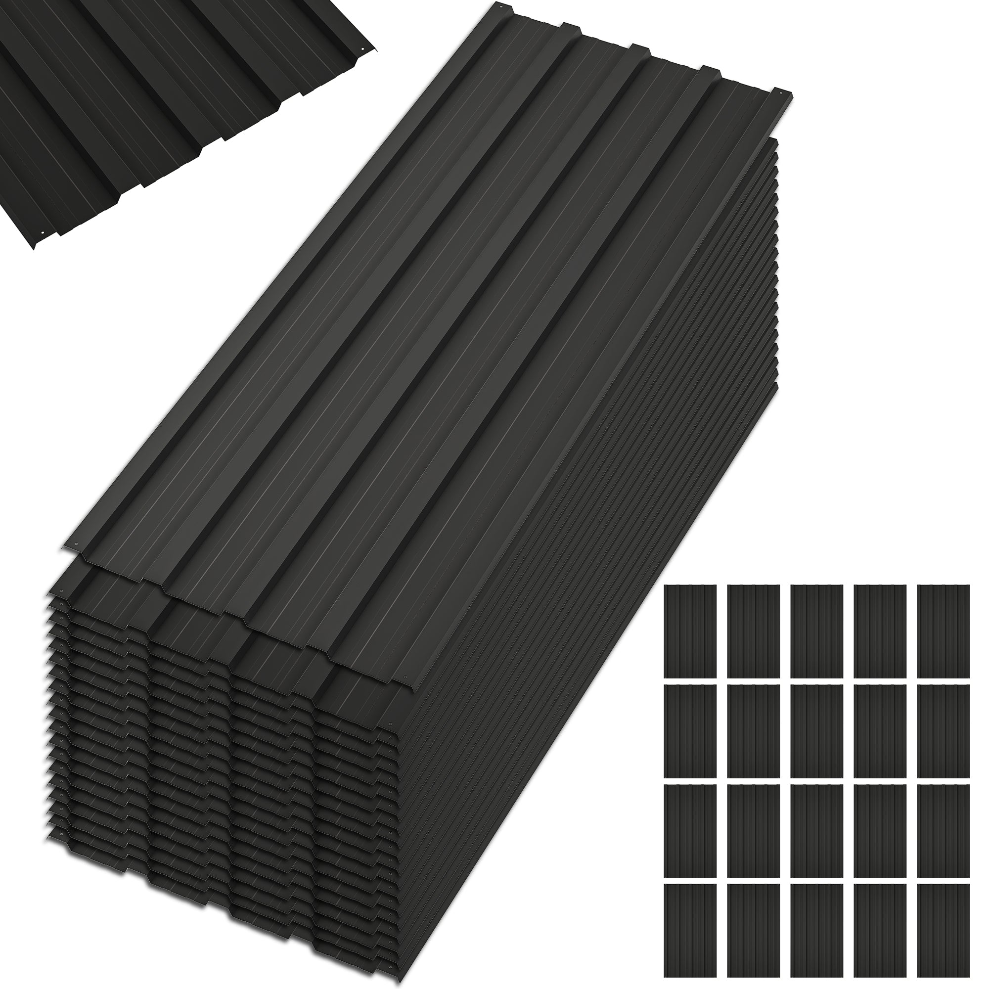 LZBEITEM Roof Panels 20 Pieces Set Black
