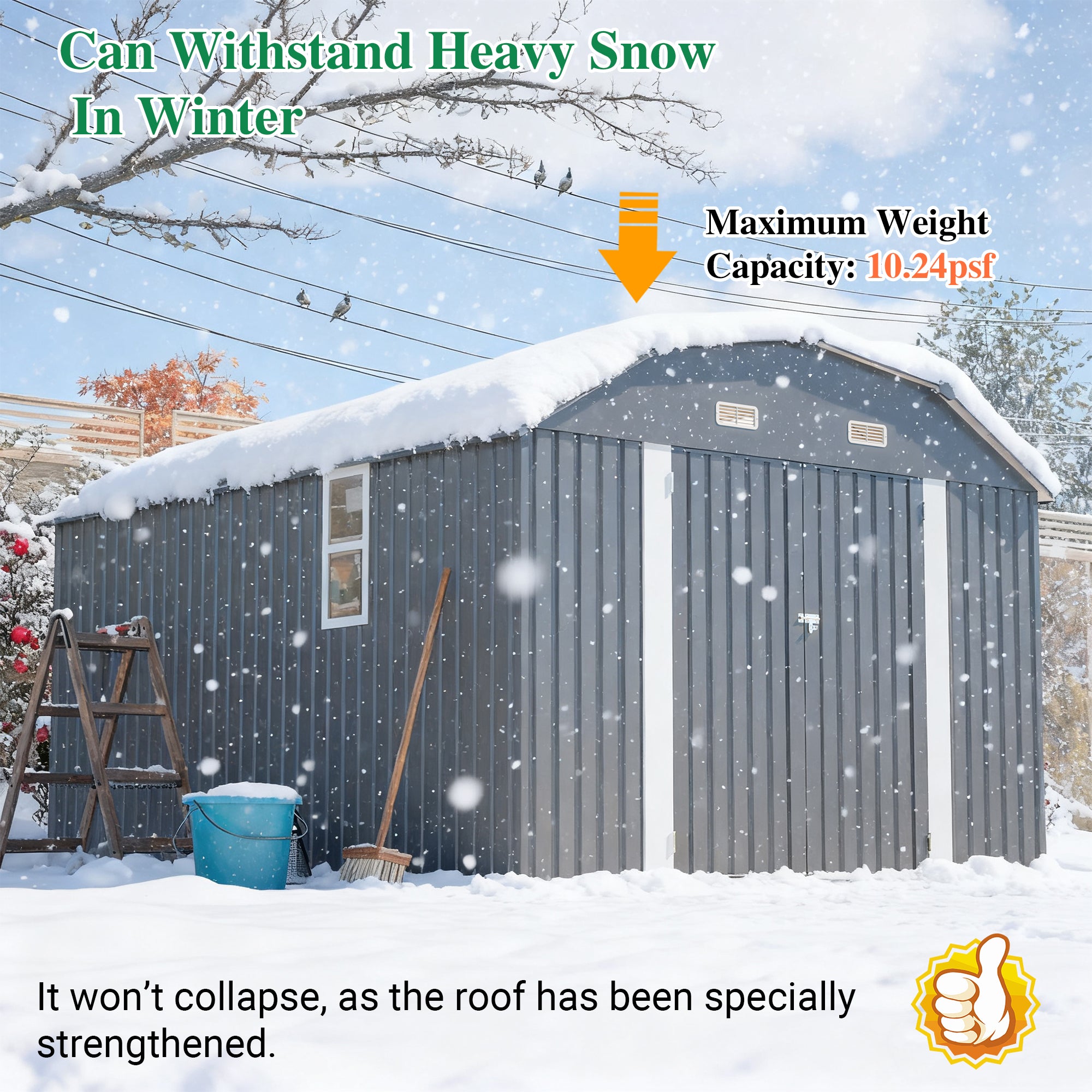 LZBEITEM 10' x 12' Metal Outdoor Storage Shed with Floor Frame Kit