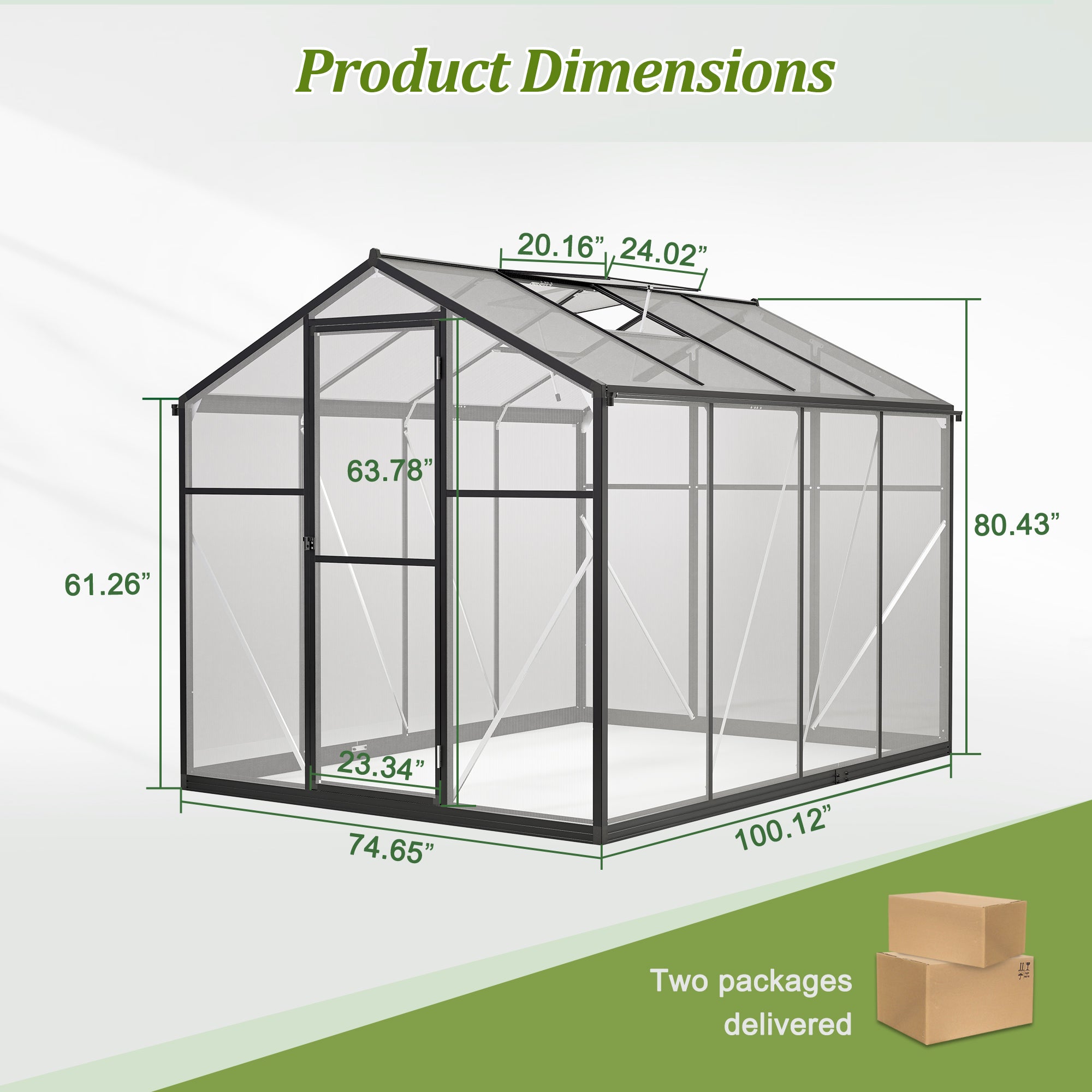LZBEITEM Outdoor 6'x8' Wall-in Greenhouse