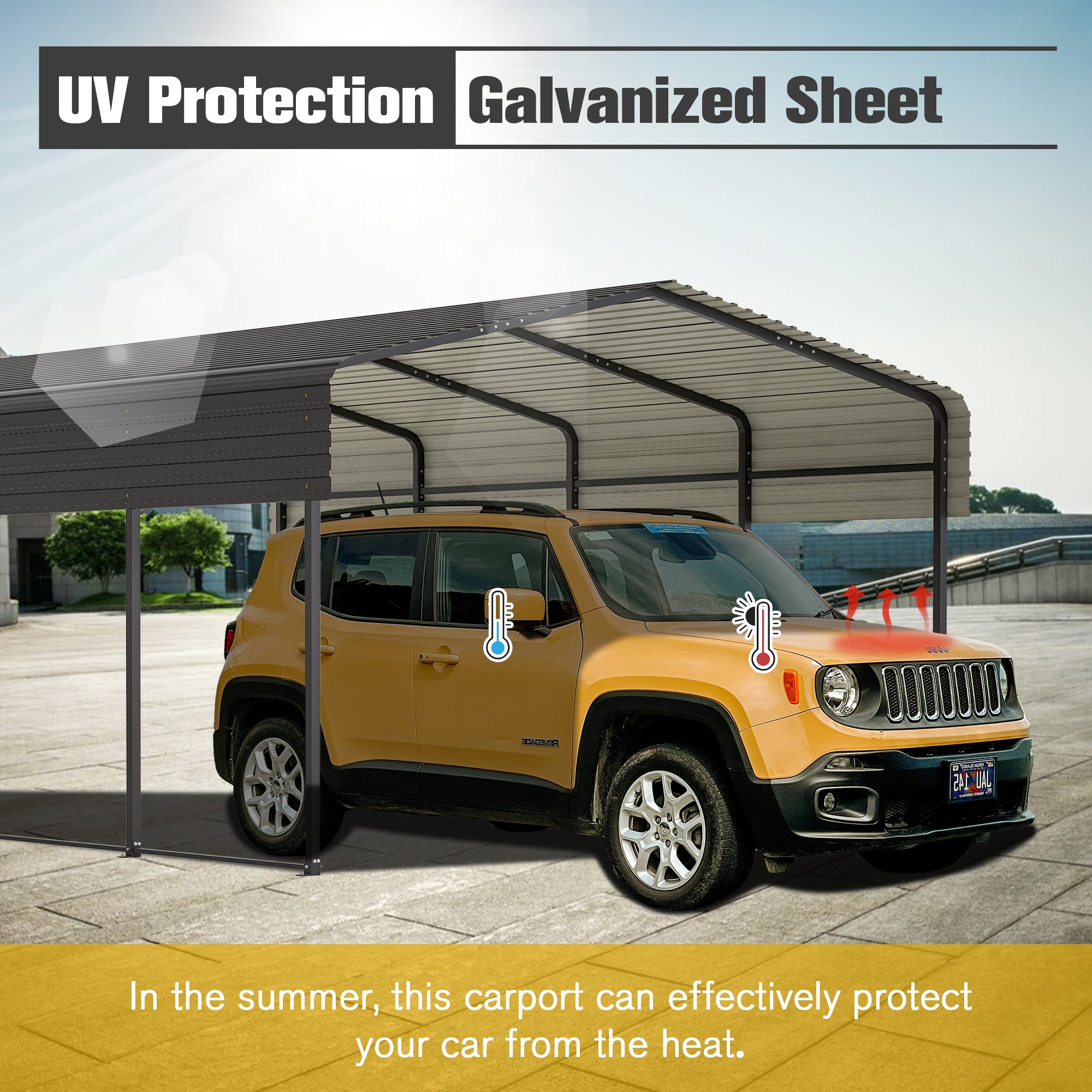 LZBEITEM 13 x 20 ft Metal Carport Kits with Enhanced Base Outdoor Heavy Duty Garage Galvanized Car Shelter for Pickup, Boat, Car and Tractors