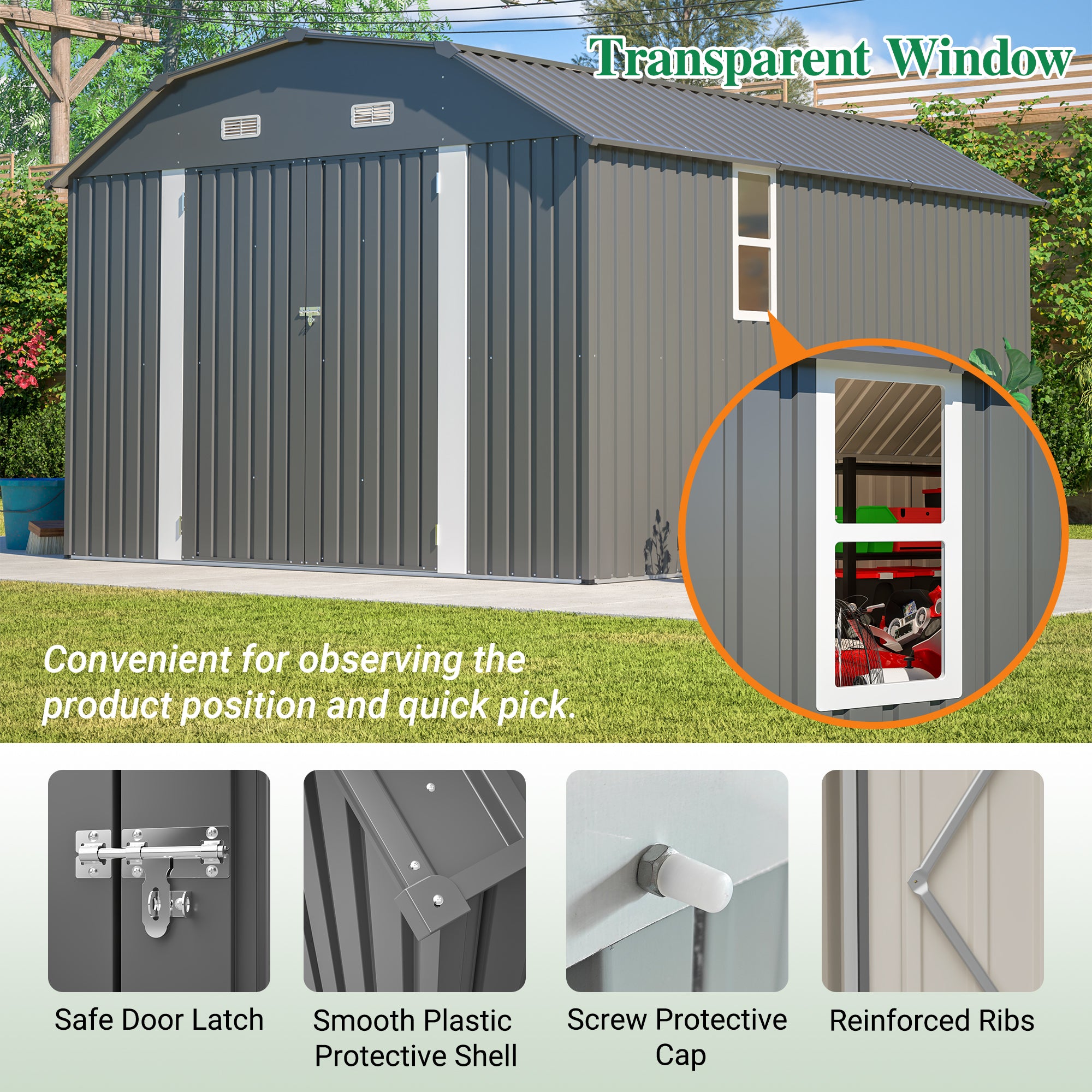 LZBEITEM 10' x 12' Metal Outdoor Storage Shed with Floor Frame Kit