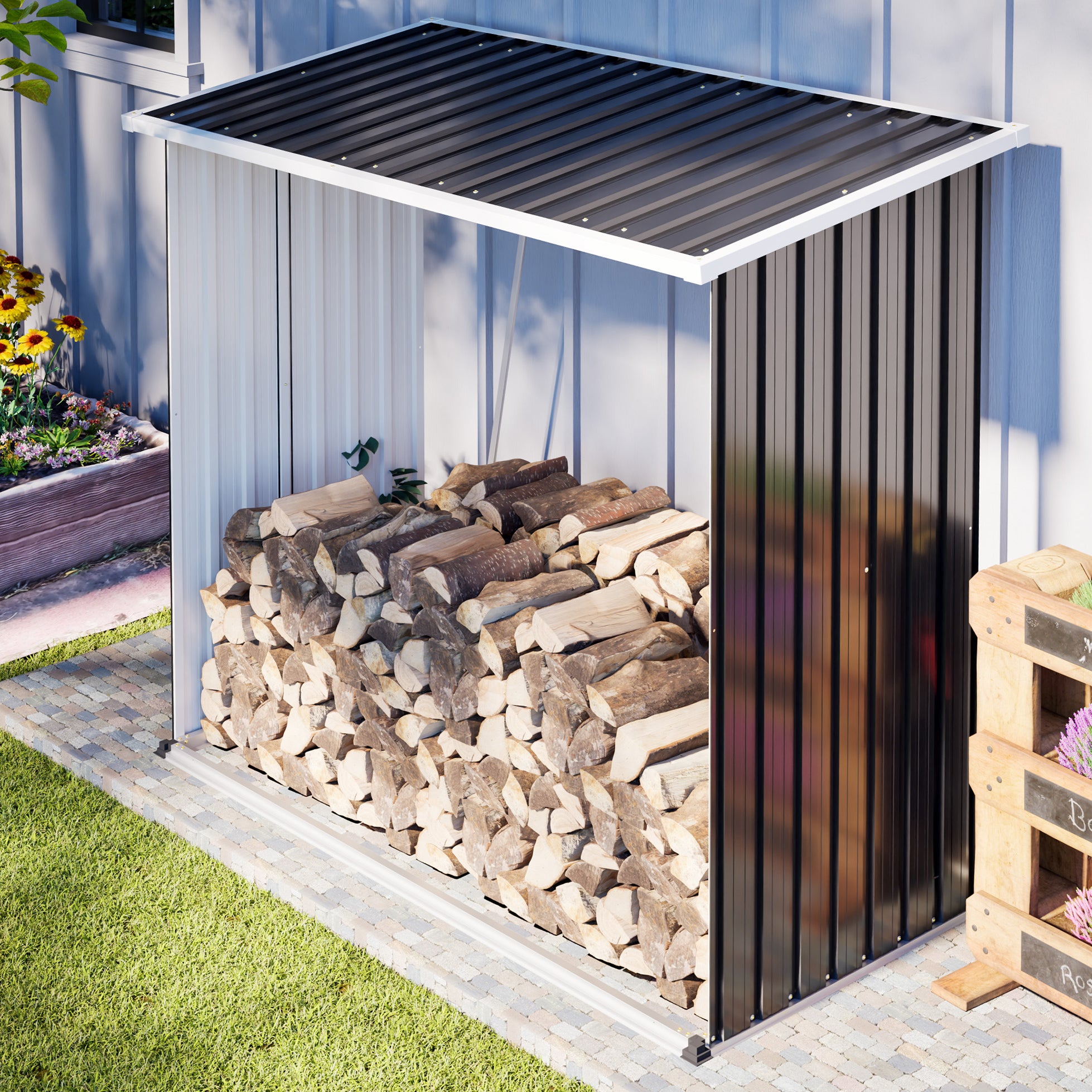 LZBEITEM Heavy Duty Metal Firewood Rack