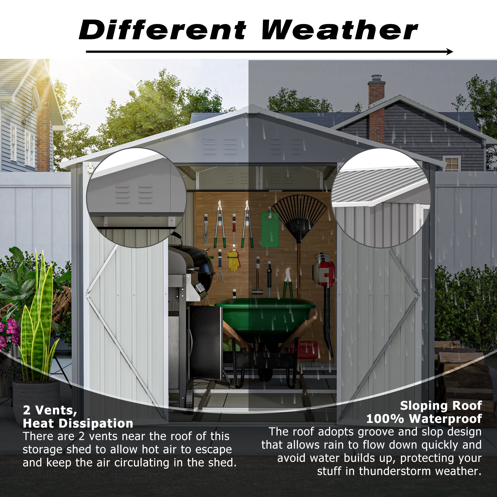LZBEITEM 8'x12' Outdoor Metal Storage Shed with Floor Frame