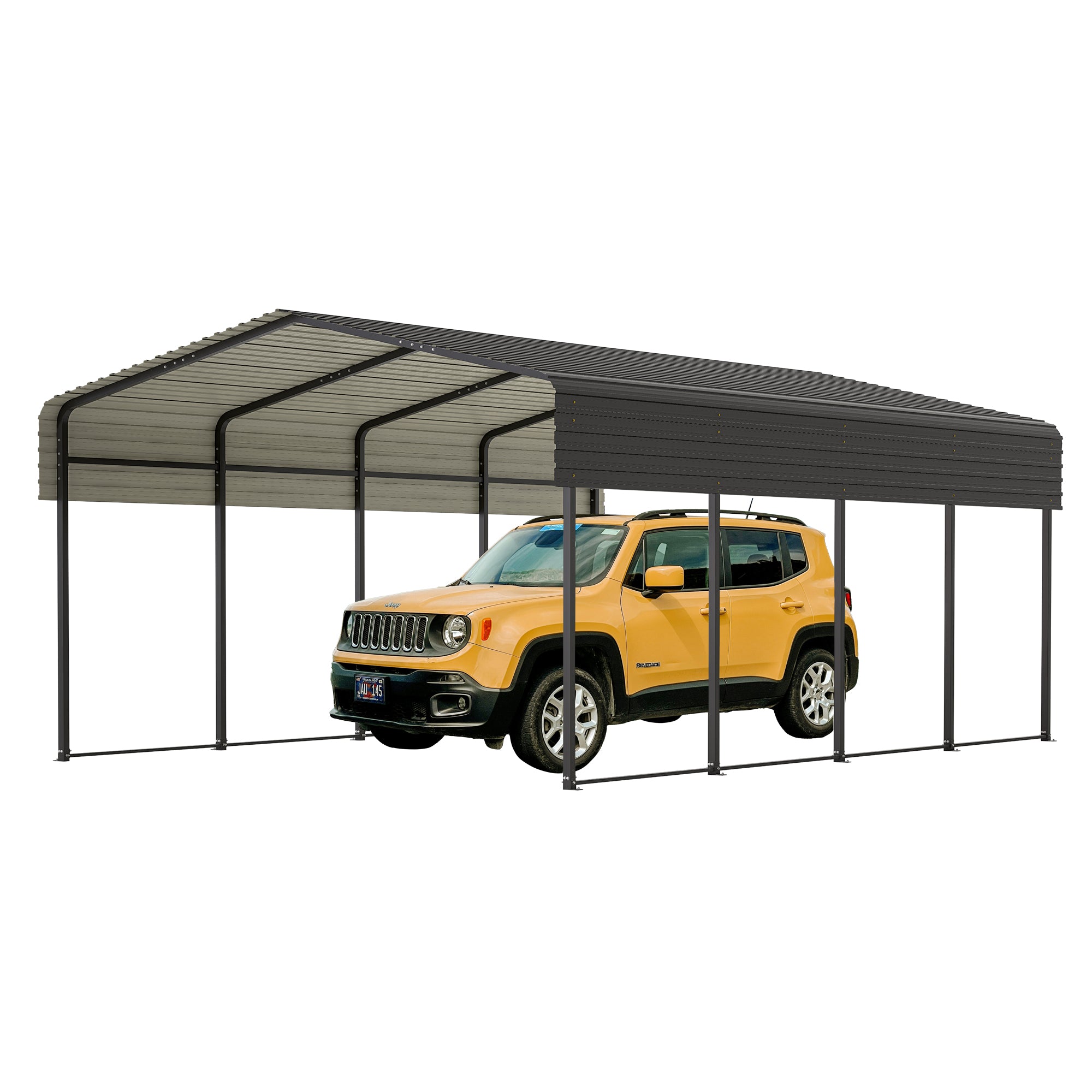 LZBEITEM 13 x 20 ft Metal Carport Kits with Enhanced Base Outdoor Heavy Duty Garage Galvanized Car Shelter for Pickup, Boat, Car and Tractors
