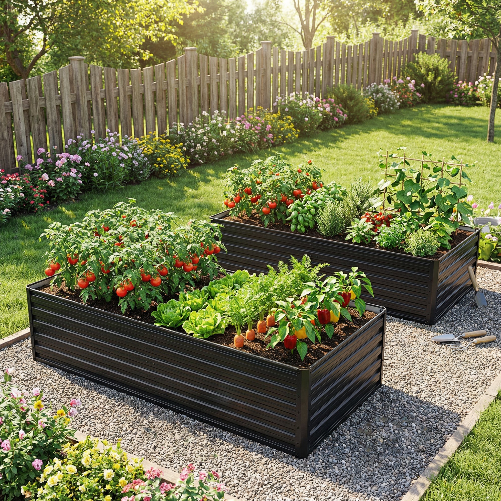 LZBEITEM Galvanized Raised Garden Bed, 2Pcs 6x3x2ft